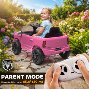 Qaba 12V Ride on Car, Licensed Dodge RAM 3500 Electric Vehicle with Remote Control, Suspension for 3-5 Years