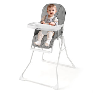 Easy Clean Compact Highchair with Removable Adjustable Tray and PU Seat Cushion-Gray view 4