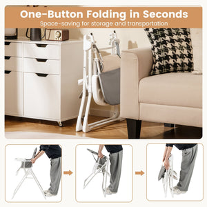Easy Clean Compact Highchair with Removable Adjustable Tray and PU Seat Cushion-Gray view 8