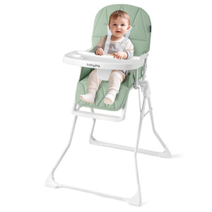 Easy Clean Compact Highchair with Removable Adjustable Tray and PU Seat Cushion-Green view 4