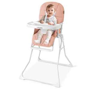Easy Clean Compact Highchair with Removable Adjustable Tray and PU Seat Cushion-Pink view 4