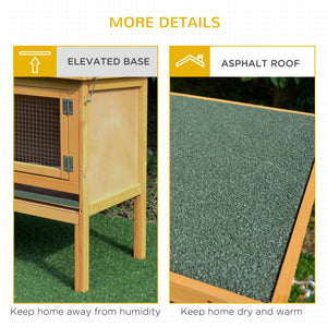 Wooden Rabbit Hutch, Indoor Outdoor Bunny Cage with Slide-Out Tray and Openable Roof, Small Animal Cage