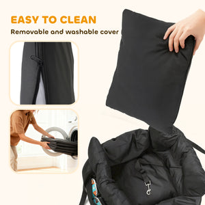 Dog Car Seat for Small Pets, Dog Booster Car Seat with Cushion and Storage Pockets, Machine Washable, Black