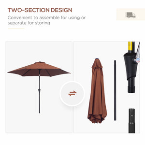 8.5FT Patio Umbrella, Round Garden Parasol with 6 Ribs, Market Sunshade Tilt Canopy w/ Crank Handle for – view 8