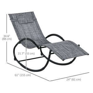Outdoor Rocking Chair, Patio Zero Gravity Rocker with Mesh Seat and Padded Pillow for Indoor, Garden, Grey