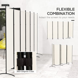 6 Panel Folding Room Divider, UV30+ Privacy Screen, Indoor Outdoor Privacy Panel with Stable Base, Beige – view 5
