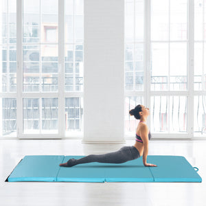 Soozier 4'x8'x2" Folding Gymnastics Tumbling Mat, Exercise Mat with Carrying Handles for Yoga, MMA, Martial Arts, Stretching, Core Workouts