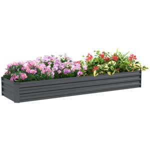8'x2'x1' Galvanized Raised Bed, Large Elevated Planter Box for Growing Flowers, Herbs and Vegetables
