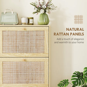 Rattan Shoe Storage Cabinet with 3 Flip Drawers and Adjustable Shelves, Entryway Shoe Cabinet for 18 Pairs – view 6