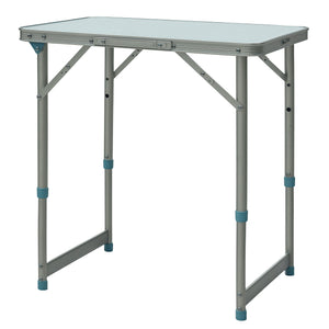 Folding Adjustable Patio Picnic Table Portable Camping Dining Lunch Table Aluminum Frame Silver