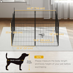 Dog Playpen for Indoor Outdoor use, Heavy Duty Dog Fence with Door, 23.6" High, 8 Panels, Black