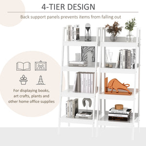 Set of 2, 4 Tier Ladder Shelf Bookcase, Multi-Use Display Rack, Storage Shelving Unit Display Stand – view 11