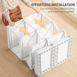 Portable Wardrobe Closet, Folding Bedroom Wardrobe, Clothes Storage Organizer with Cube Compartments, White