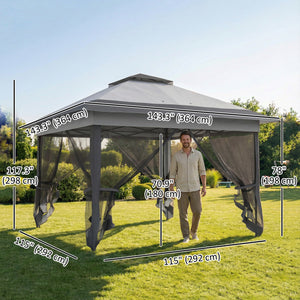 12' x 12' Foldable Pop-up Party Tent Instant Canopy Sun Shade Gazebo Shelter with Steel Frame, Dark Grey – view 2