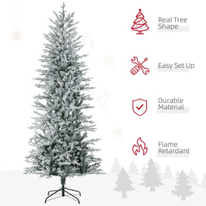 6' Pre Lit Arctic Fir Artificial Flocked Christmas Trees, with Snow Branches, Warm White UL Listed Clear Lights
