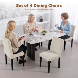 Modern Dining Chairs Set of 4, Kitchen Chairs with Rubberwood Legs and Padded Seat, Beige – view 3