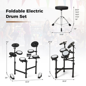 Electric Drum Set Foldable Drum Kit with 10 Demos and USB MIDI and 2 Drumsticks view 4