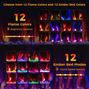 Electric Fireplace 40/50/60 Inches Recessed and Wall Mounted for 2' x 6' Stud-40 Inches view 6