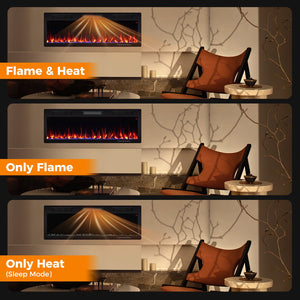 Electric Fireplace 40/50/60 Inches Recessed and Wall Mounted for 2' x 6' Stud-50 inches view 8