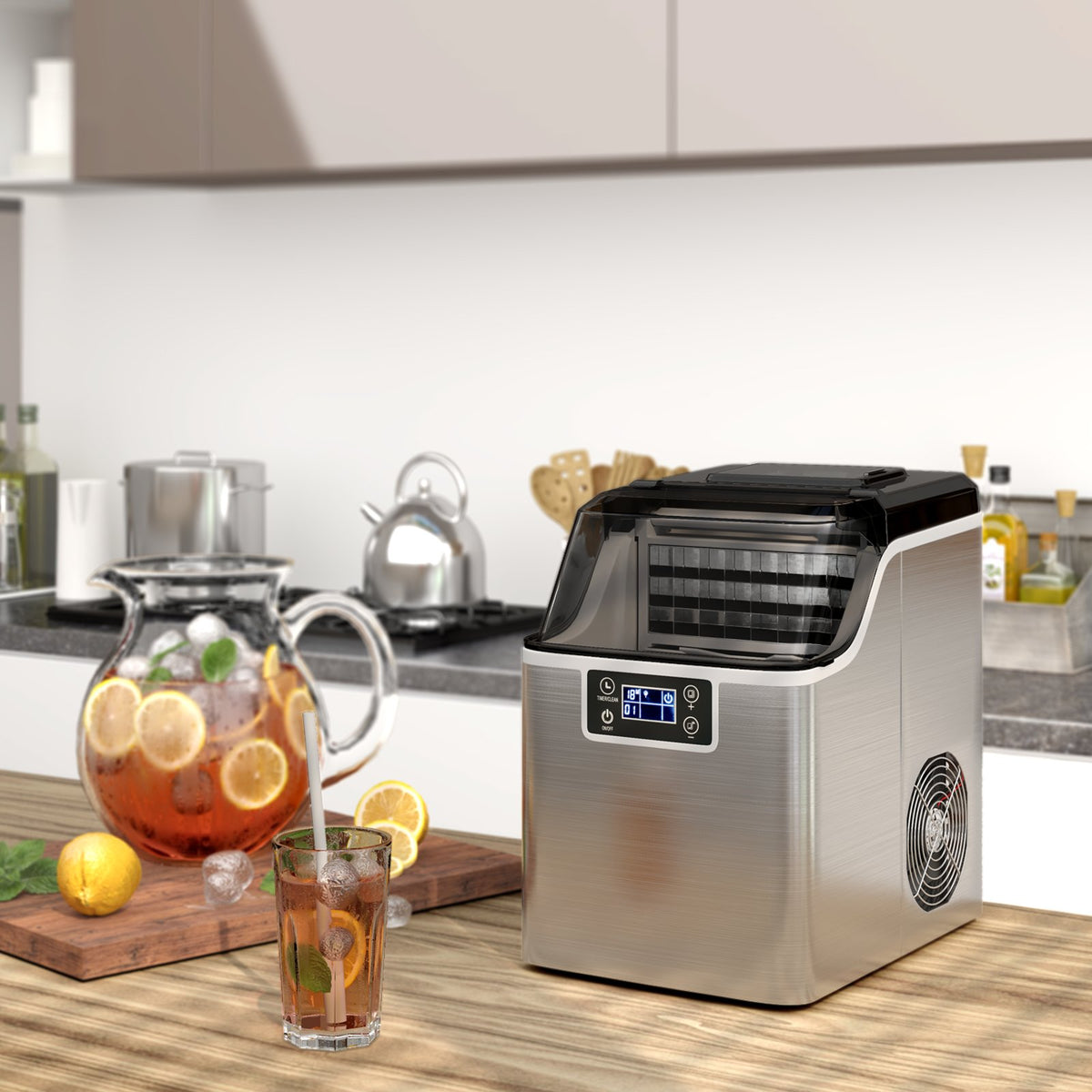 Electric Portable Countertop Ice Maker with Ice Scoop and Basket-Sliver view 2