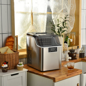 Electric Portable Countertop Ice Maker with Ice Scoop and Basket-Sliver view 3