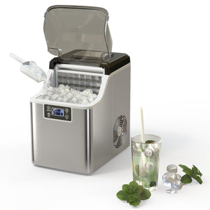 Electric Portable Countertop Ice Maker with Ice Scoop and Basket-Sliver view 4