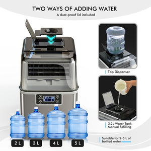 Electric Portable Countertop Ice Maker with Ice Scoop and Basket-Sliver view 6