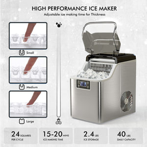 Electric Portable Countertop Ice Maker with Ice Scoop and Basket-Sliver view 9