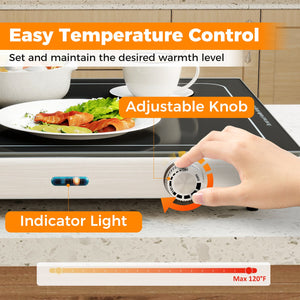 Electric Warming Tray with Adjustable Temperature and Built-In Handles Tempered Glass view 7