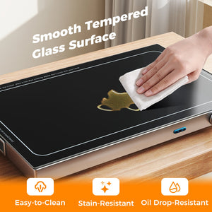 Electric Warming Tray with Adjustable Temperature and Built-In Handles Tempered Glass view 8