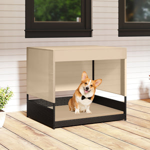 Elevated Wicker Dog House for Small to Medium Breeds-Black view 3