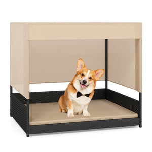Elevated Wicker Dog House for Small to Medium Breeds-Black view 4