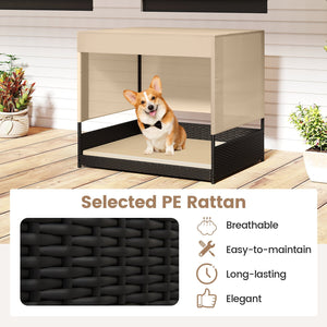 Elevated Wicker Dog House for Small to Medium Breeds-Black view 8