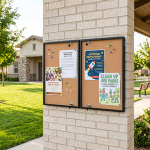 Enclosed Bulletin Board with Aluminum Frame and Felt Surface for Office-Black view 2