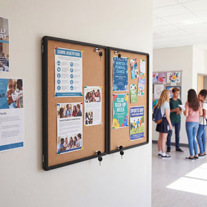 Enclosed Bulletin Board with Aluminum Frame and Felt Surface for Office-Black view 3