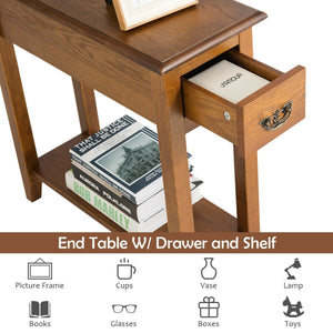 End Table Bedside Sofa End Table Narrow Nightstand with Wooden Legs view 8