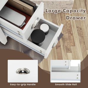 End Table Wooden with 2 Drawers and Shelf Bedside Table-White view 3