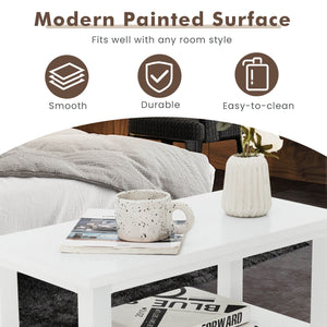 End Table Wooden with 2 Drawers and Shelf Bedside Table-White view 6