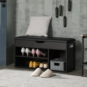 Shoe Bench Entryway Storage Rack with Padded Cushion, Hidden Storage for Hallway, Living Room, Natural – view 14