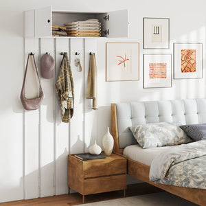 Entryway Wall Coat Rack Wall Mounted Coat Clothes Rack-White view 6