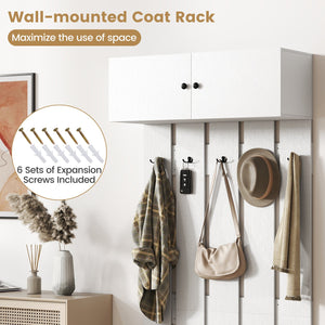 Entryway Wall Coat Rack Wall Mounted Coat Clothes Rack-White view 7