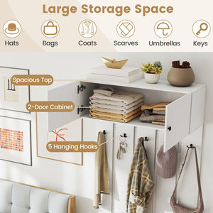 Entryway Wall Coat Rack Wall Mounted Coat Clothes Rack-White view 8