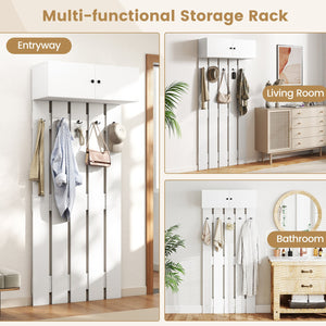 Entryway Wall Coat Rack Wall Mounted Coat Clothes Rack-White view 9