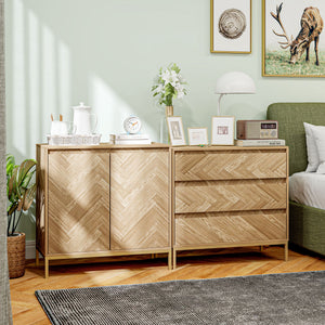 Bedroom Chest of Drawers with Anti-tipping Design, Storage Cabinet with 3 Drawers for Living Room, Hallway, Nature Wood