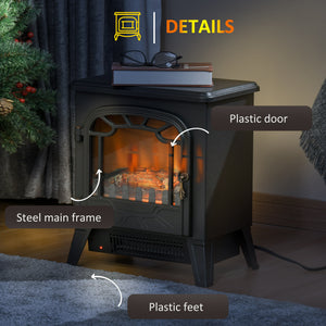 Freestanding Electric Fireplace Stove Heater with Realistic Flame Effect, Overheat Protection, 750W/1500W – view 6