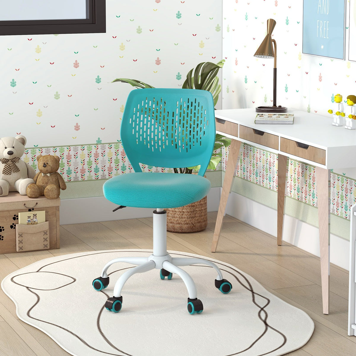 Ergonomic Children Study Chair with Adjustable Height-Turquoise view 2