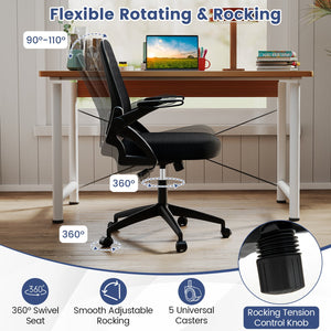 Ergonomic Computer Desk Chair with Lumbar Support and Flip-up Arms-Black view 7