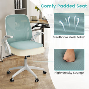 Ergonomic Computer Desk Chair with Lumbar Support and Flip-up Arms-Light Blue view 6