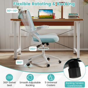 Ergonomic Computer Desk Chair with Lumbar Support and Flip-up Arms-Light Blue view 7