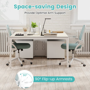 Ergonomic Computer Desk Chair with Lumbar Support and Flip-up Arms-Light Blue view 9